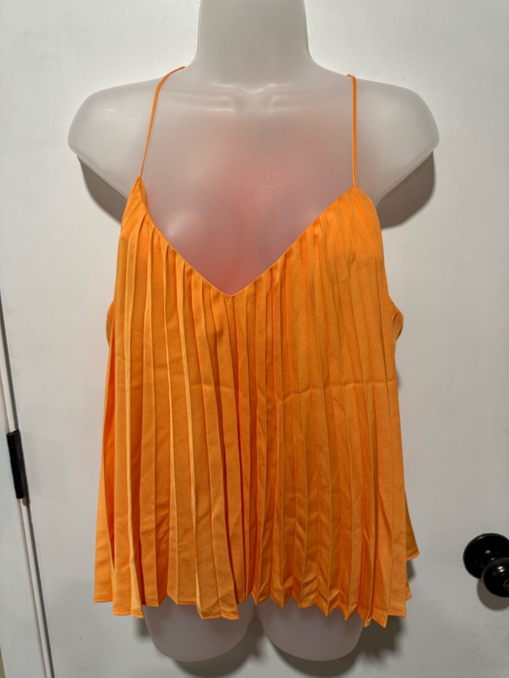 Express Bright Orange Pleated Spaghetti-Strap Cami-#1414